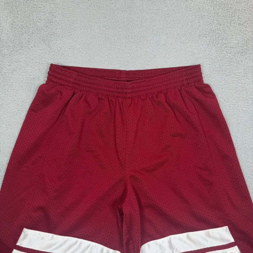 Vintage Nike Mens Basketball Shorts XXL Maroon Burgundy Mesh Striped Athletic
